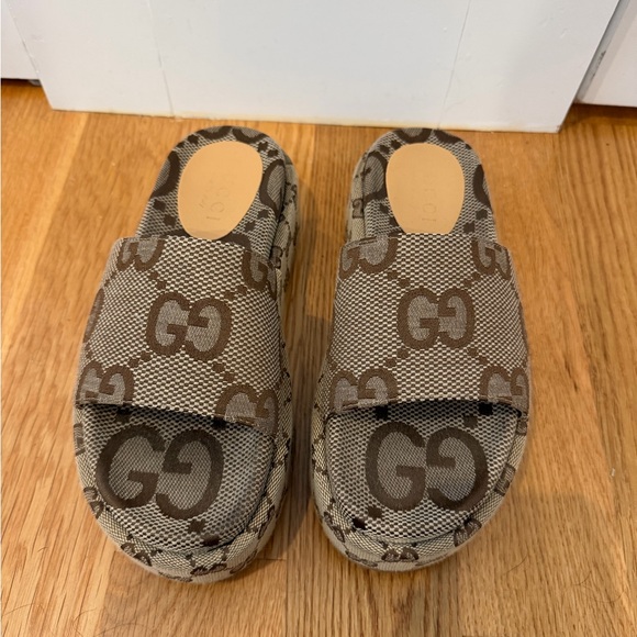 Gucci Shoes - GUCCI Womens Platform Slide Sandal Slip On Wedge Size 7.5 Open Toe
